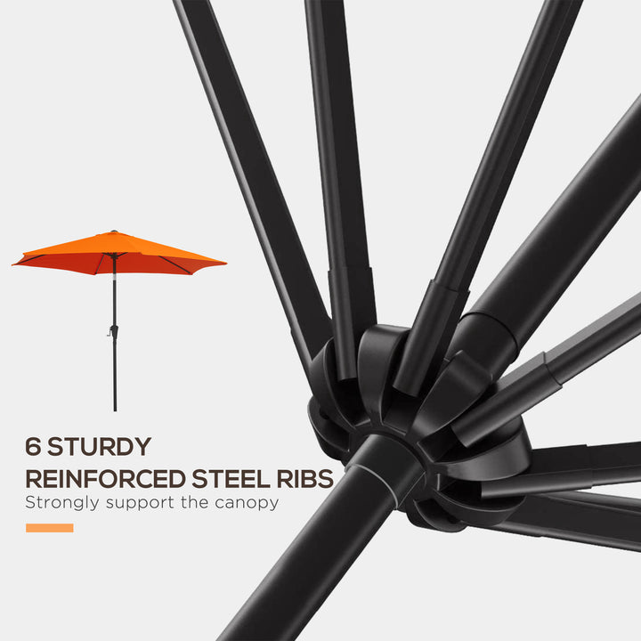 2.6M Garden Parasol Umbrella with Tilt and Crank, Outdoor Sun Parasol Sunshade Shelter with Aluminium Frame, Orange