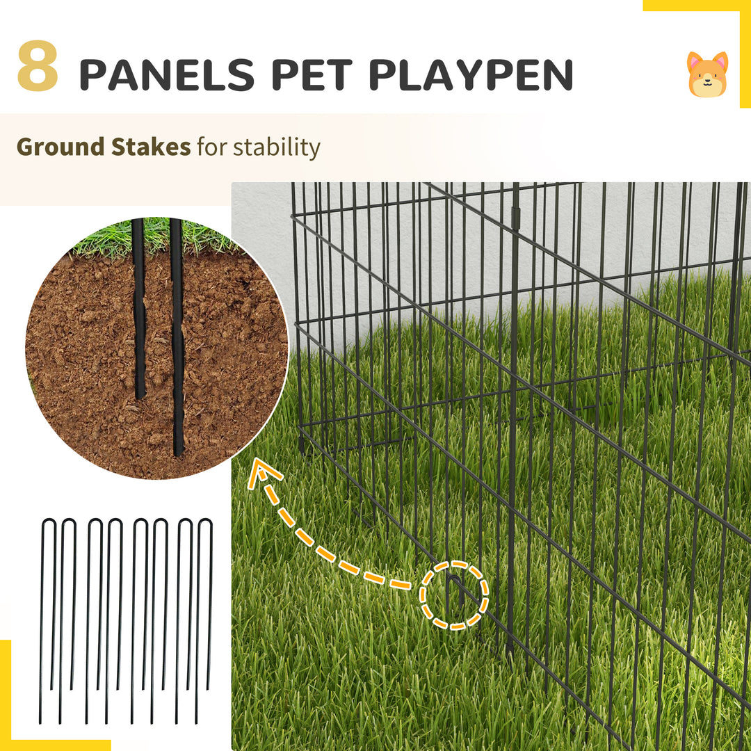 8 Panel DIY Dog Pen with Door, for Dogs, Small Animals, Indoor/Outdoor Use, 76cm High