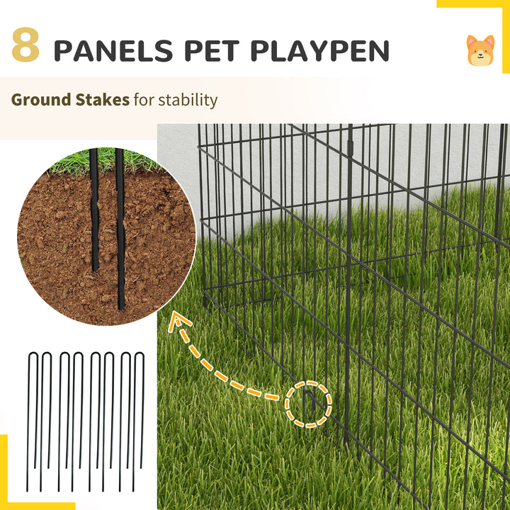 8 Panel DIY Dog Pen with Door, for Dogs, Small Animals, Indoor/Outdoor Use, 76cm High