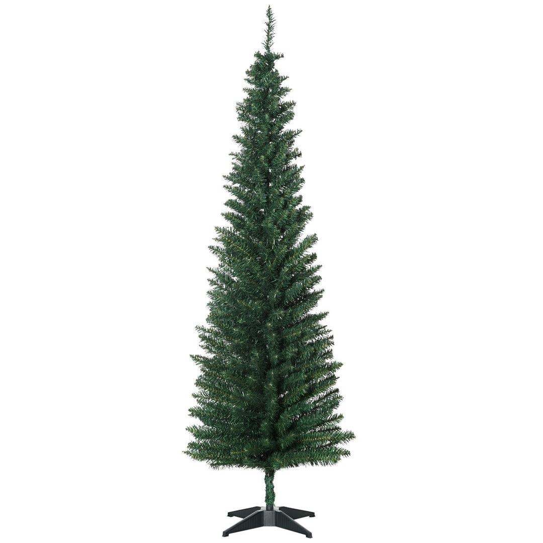 MCL 6ft Unlit Artificial Christmas Tree, Pencil Slim Xmas Tree with Solid Stand and Realistic Branches, Green