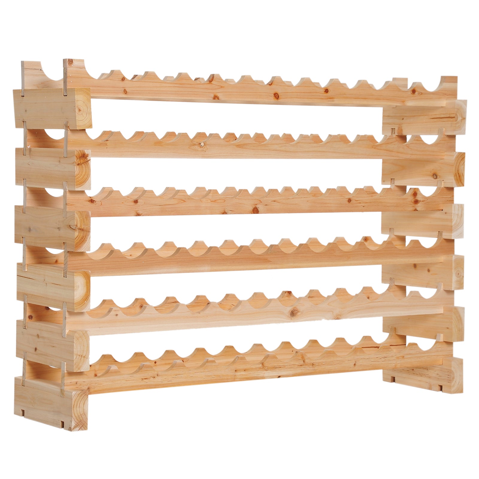Six-Tier, 72 Bottle Wooden Wine Rack - Natural