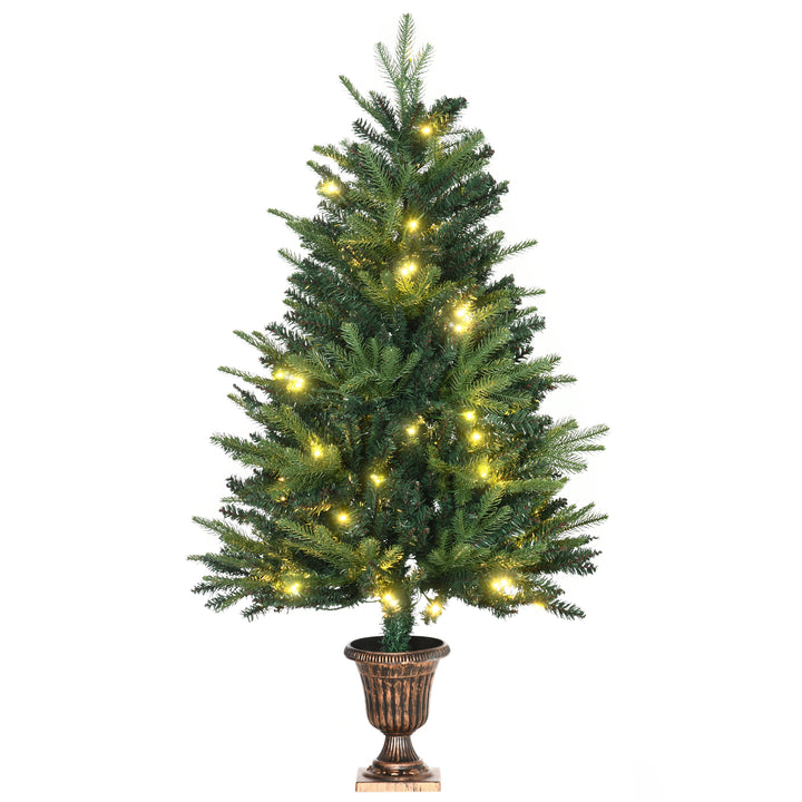 HOMCOM 1.2m Prelit Christmas Tree Artificial Tree Spruce Tree, Plastic Stand-Green | Aosom UK