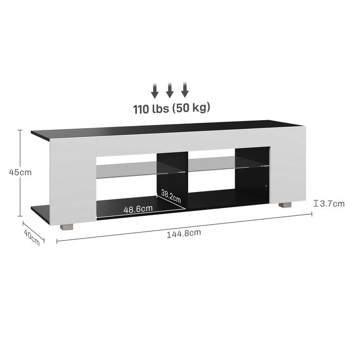 Multi-Shelf TV Cabinet, with Adjustable LED Lights - White