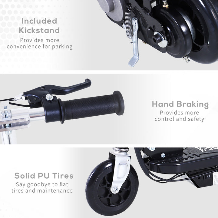 Powered E-Scooter Ride-On, with Brakes, Adjustable Seat, Adjustable Handlebars, Black
