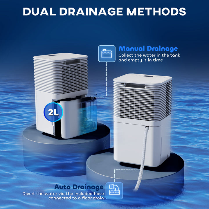 10L/Day 2000ML Portable Quiet Dehumidifier for Home Laundry Room Bedroom Basement, Electric Moisture Air De-Humidifier with 3 Modes