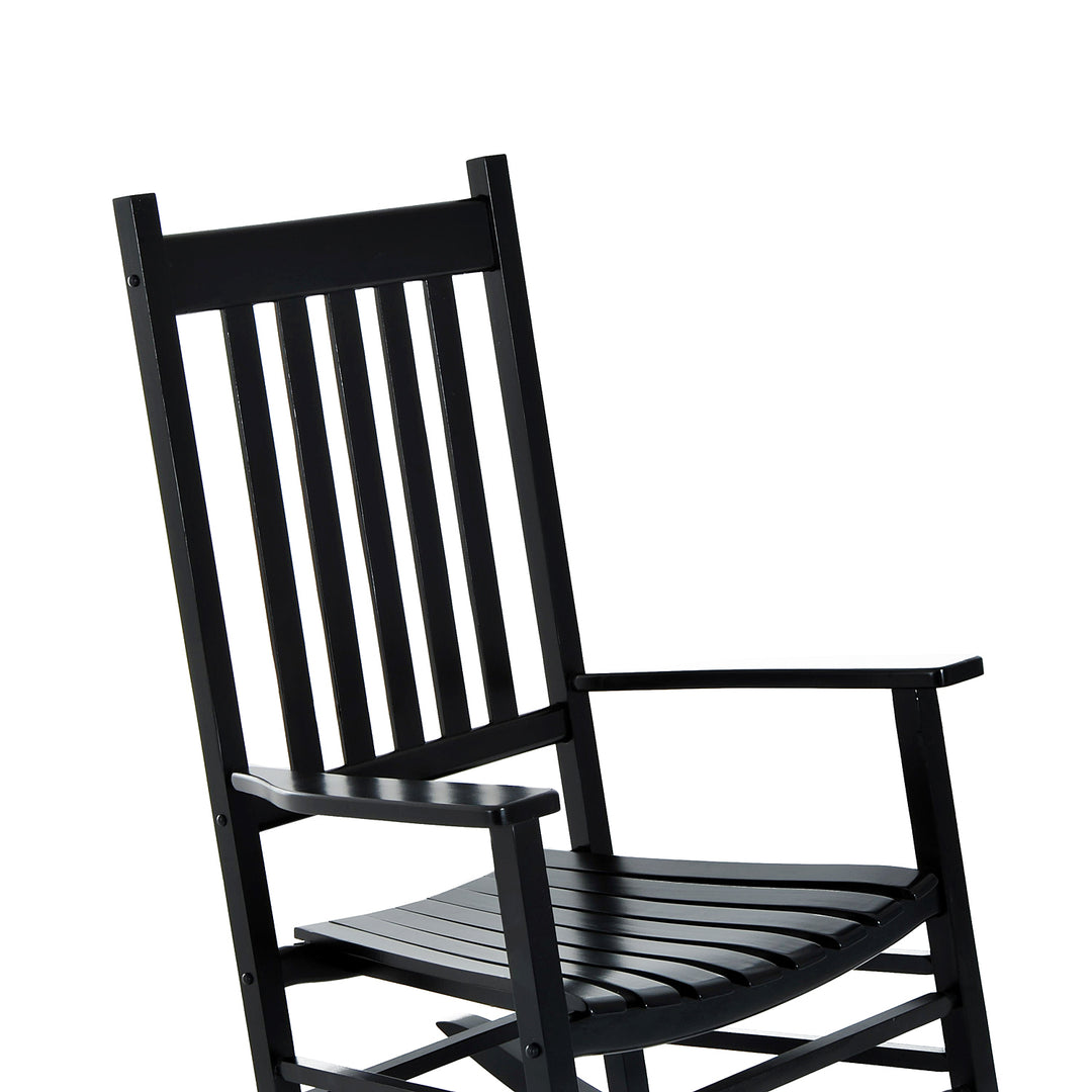 Outdoor Porch Rocking Chair Armchair Wooden Patio Rocker Balcony Deck Garden Seat Black