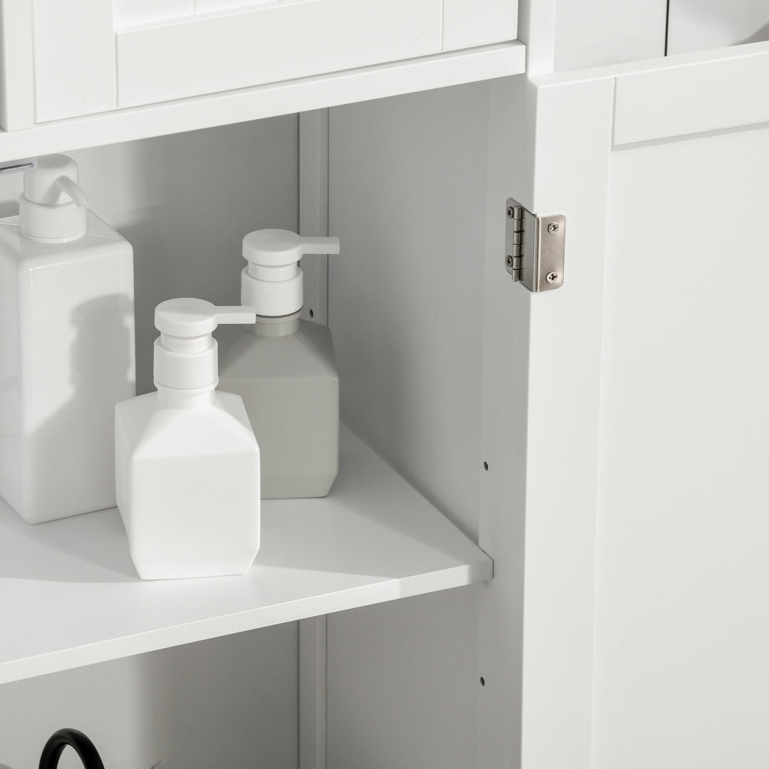 Bathroom Cabinet, Free Standing Bathroom Storage Cabinet with 2 Drawers and Adjustable Shelf, Small Bathroom Storage Unit, White