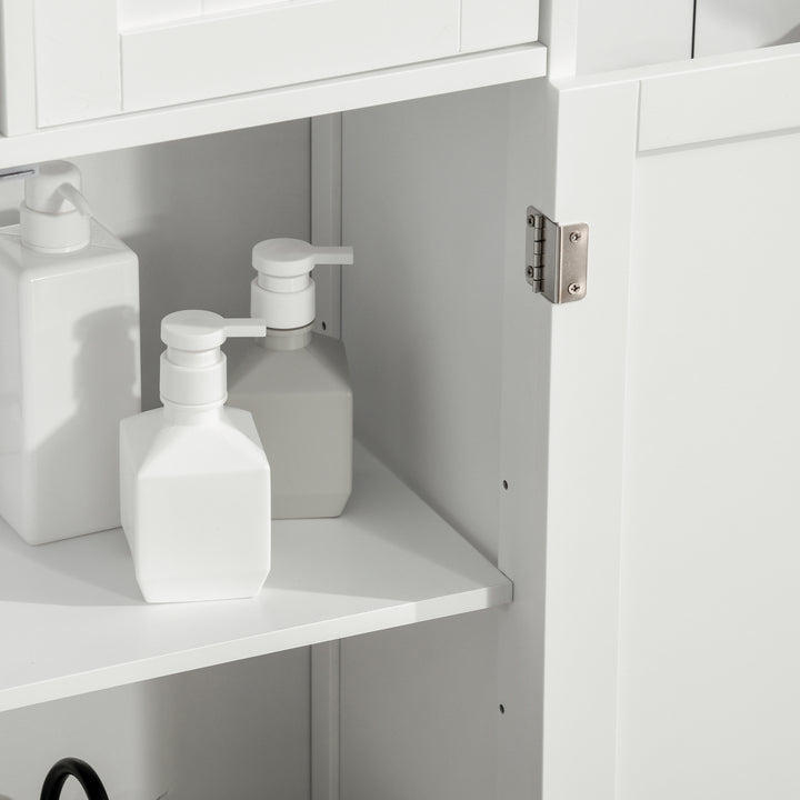 Bathroom Cabinet, Free Standing Bathroom Storage Cabinet with 2 Drawers and Adjustable Shelf, Small Bathroom Storage Unit, White