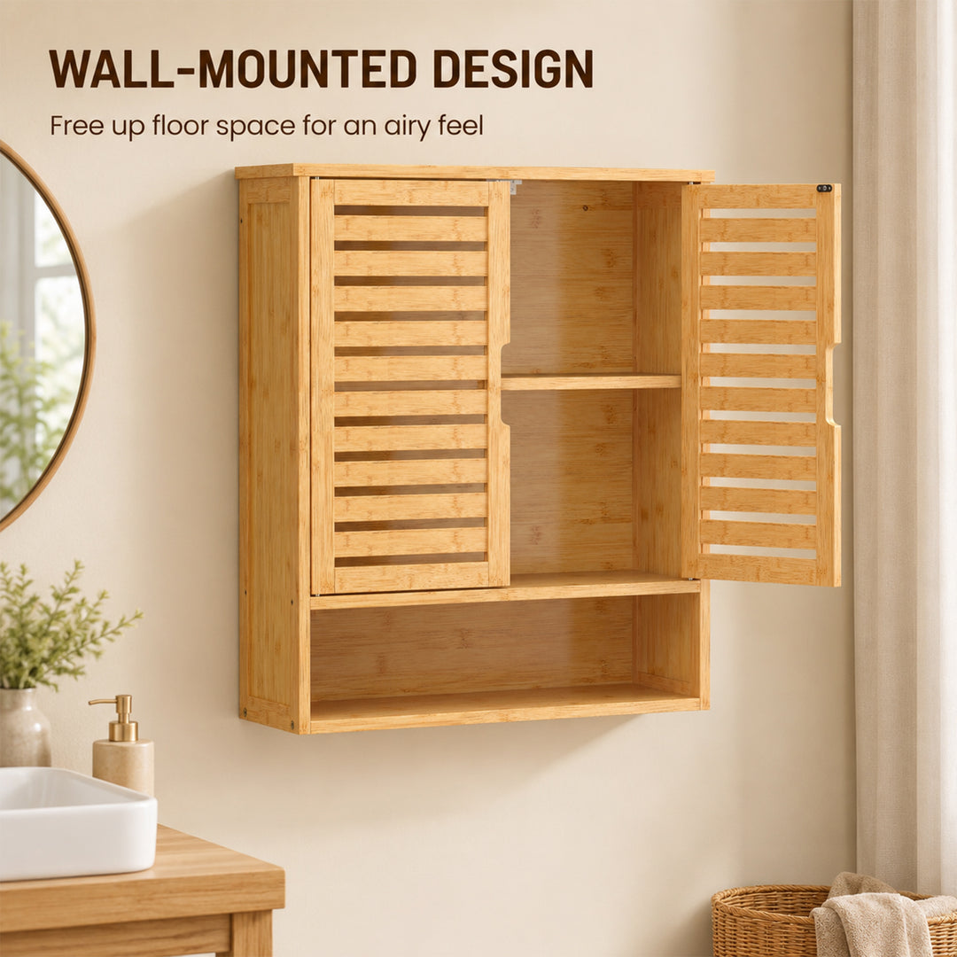 Bathroom Wall Cabinet, Wall Mounted Bathroom Cabinet with 2 Louvered D