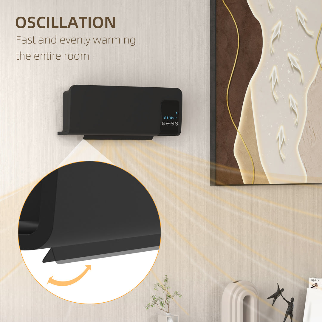 HOMCOM 2000W Wall Mounted Heater, 18-45°C Temperature, Black