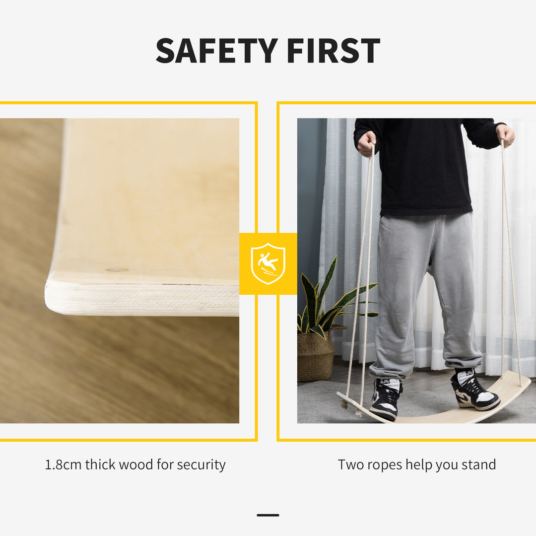 MCL Wood Wobble Board with Ropes, Balance Board for Full Body Workout, Multipurpose for Kids and Adults