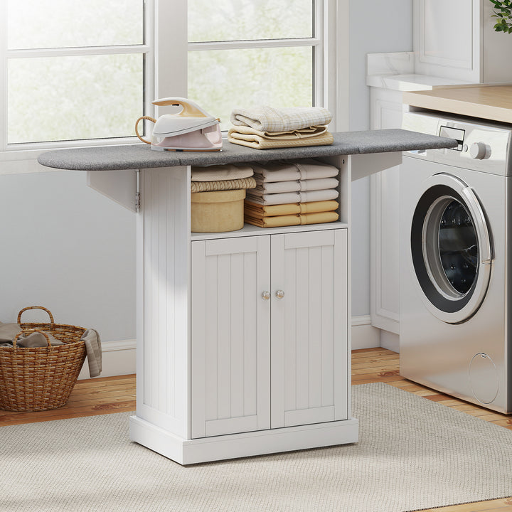 Ironing Board Cabinet on Wheels with Foldable Top, Mobile Storage - view 2