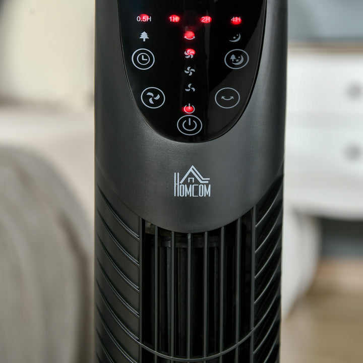 31" Oscillating Tower Fan with Remote Control, 7.5H Timer, 3 Speed 3 Modes, Electric Floor Standing Cooling Fan for Home Bedroom Office, Black