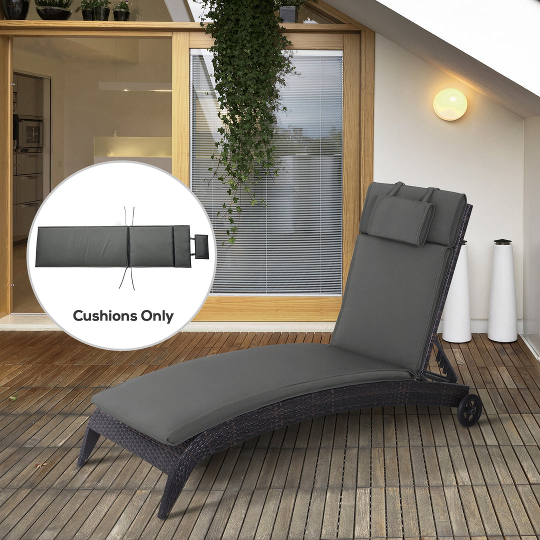 Outdoor Garden Patio Folding High Back Chair Cushion Replacement Seat Pad - Grey