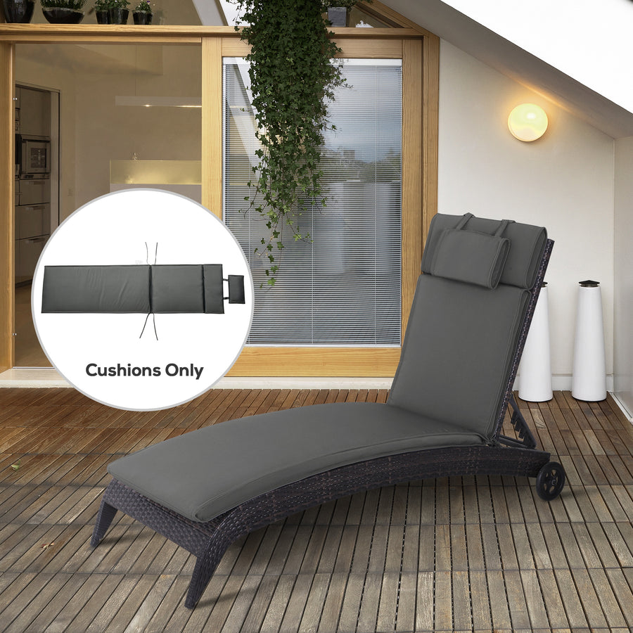 Outdoor Garden Patio Folding High Back Chair Cushion Replacement Seat Pad - Grey