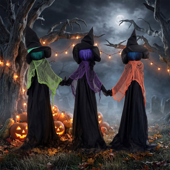 120cm Witches Holding Hands Halloween Decorations Outdoor Indoor, Scar