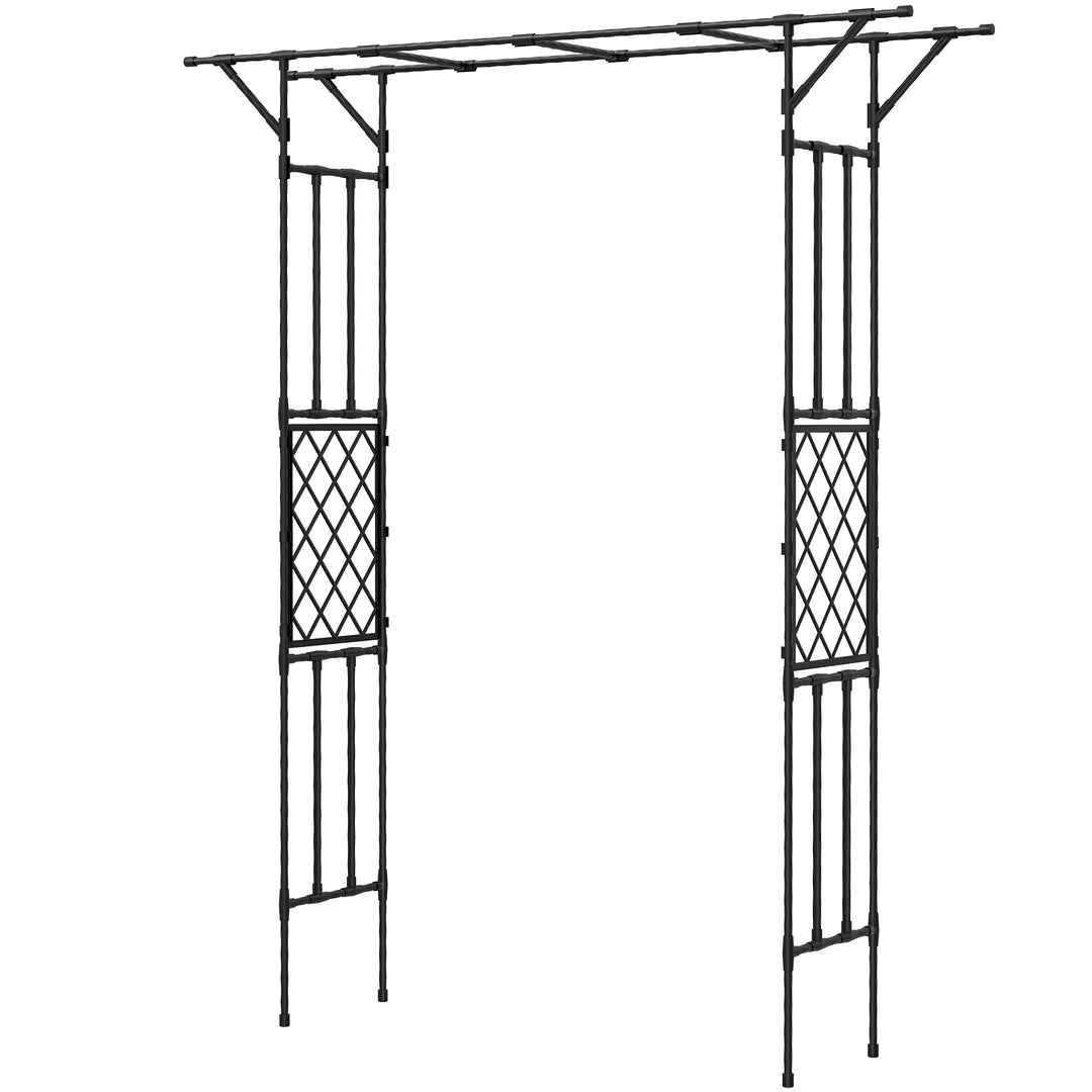 Garden Arch, PE-Coated Steel Arbour Trellis for Climbing Plants, Rose 