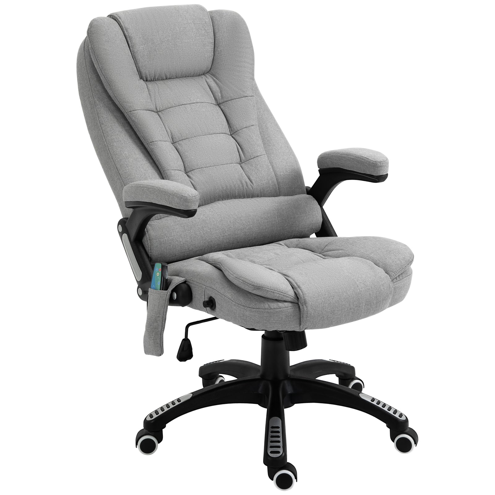 Office Chair, Ergonomic Fabric Desk Chair with 6-Point Massage and Back Heated, Arms, Lumbar Support, Light Grey