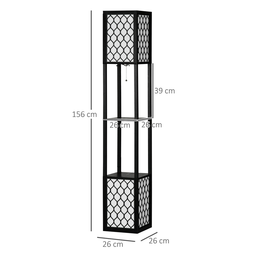 Floor Lamp with Shelves, Dual Light, Modern Tall Standing Lamps for Living Room, Bedroom, with Chain Switch, Bulb not Included, Black