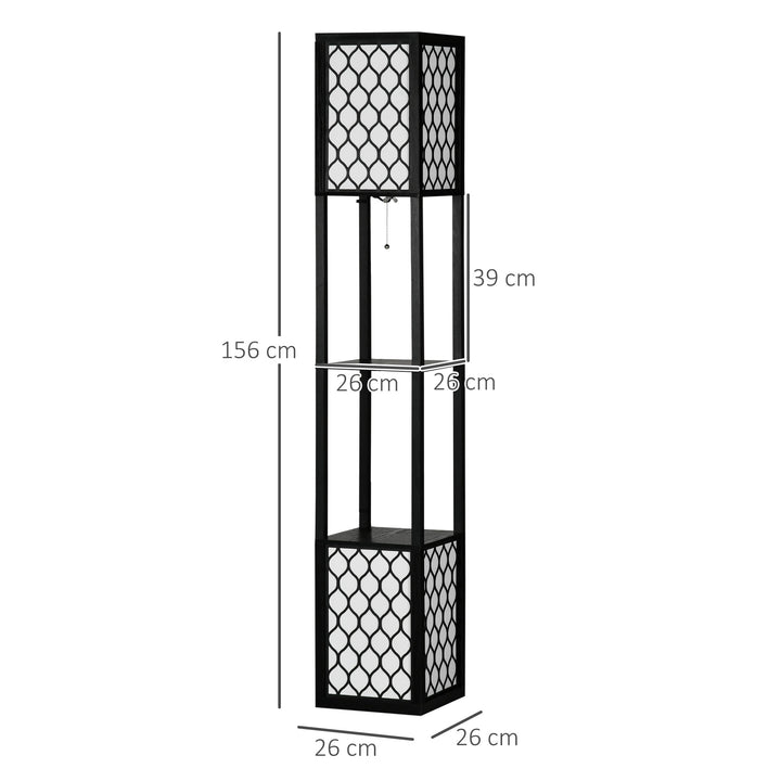 Floor Lamp with Shelves, Dual Light, Modern Tall Standing Lamps for Living Room, Bedroom, with Chain Switch, Bulb not Included, Black