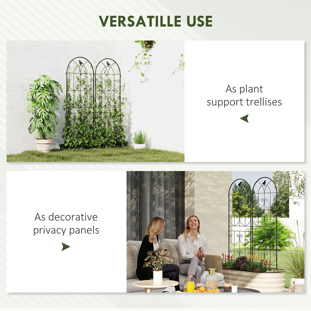 Set of 2 Garden Trellis, Metal Fence Panels for Climbing Outdoor Plants, Flowers, 150 x 50cm