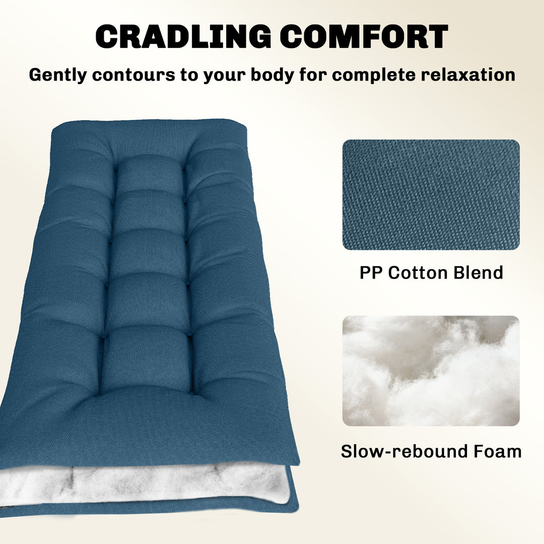 Sun Lounger Cushion, Memory Foam Patio Chair Cushion with Ties, Outdoo
