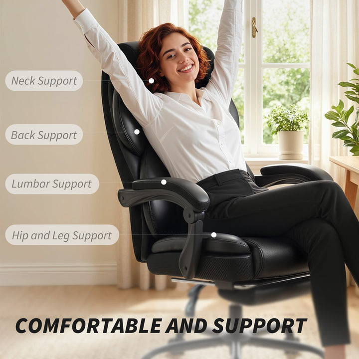 Adjustable Office Chair Reclining Computer Desk Chair with Footrest, A