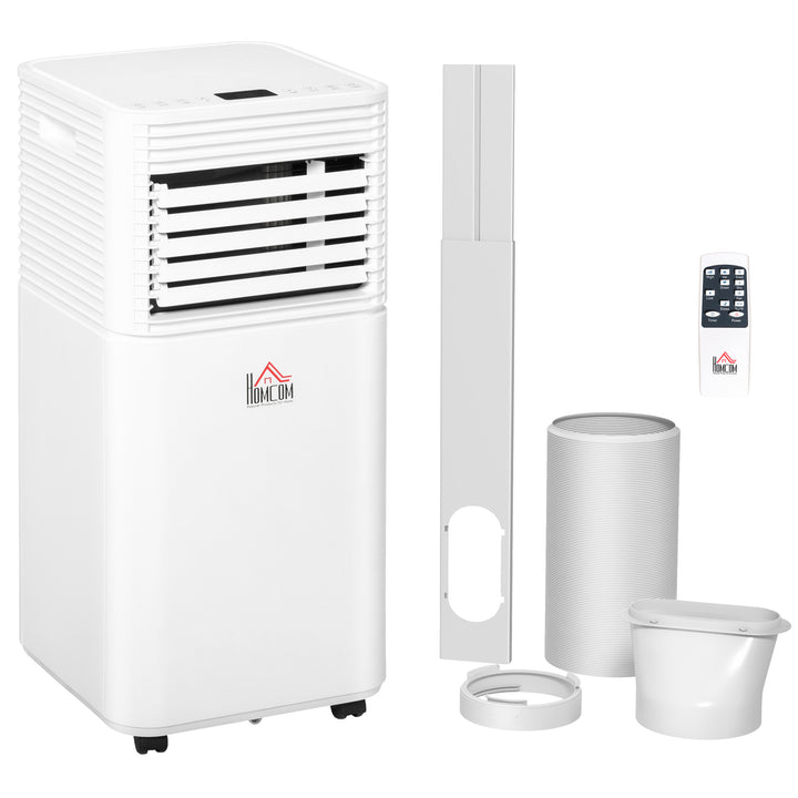 HOMCOM 9000 BTU 4-In-1 Compact Portable Mobile Air Conditioner Unit Cooling Dehumidifying Ventilating w/ Fan Remote LED 24 Hr Timer Auto Shut-Down