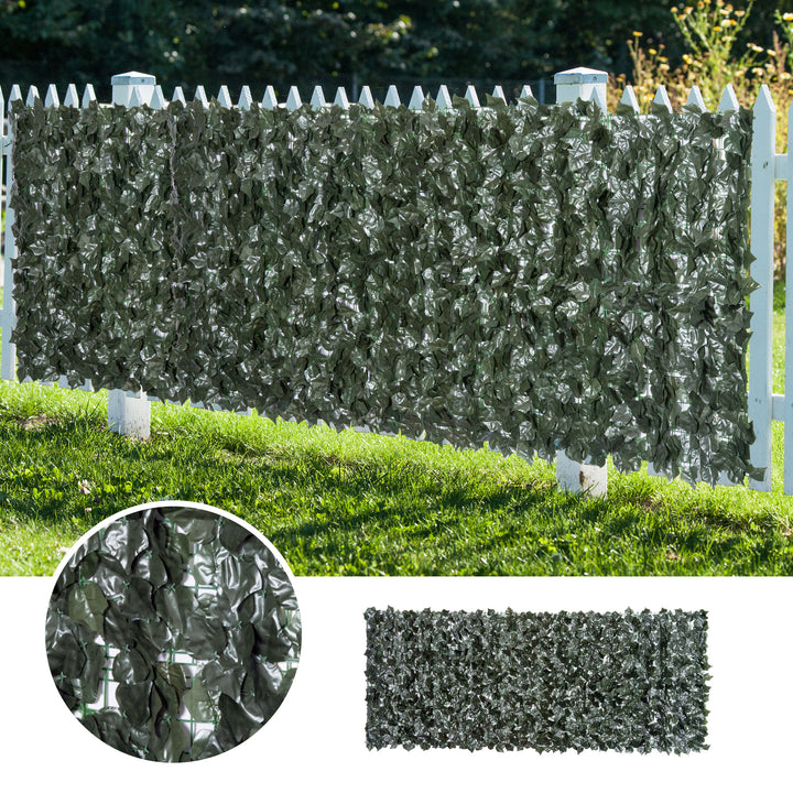 2-Piece Artificial Leaf Hedge Screen Privacy Fence Panel for Garden Outdoor Indoor Decor, Dark Green, 3M x 1.5M