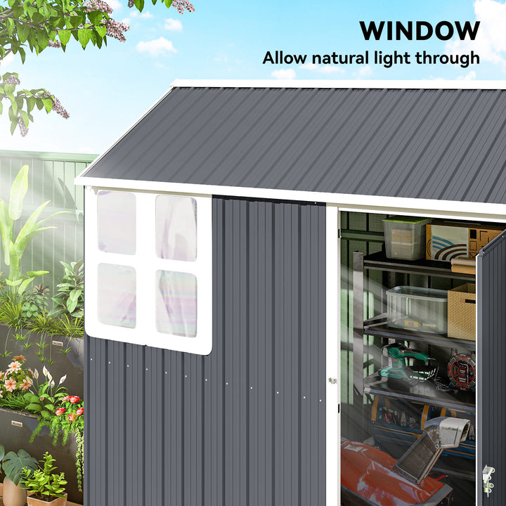 7 x 6ft Galvanised Garden Shed, with Latch - Dark Grey