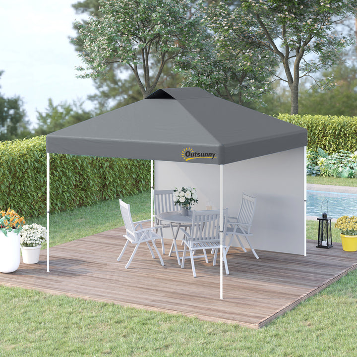 Outsunny Pop Up Gazebo Tent 3x3m with Sidewall, Roller Bag, Adjustable Height, Event Shelter, Grey