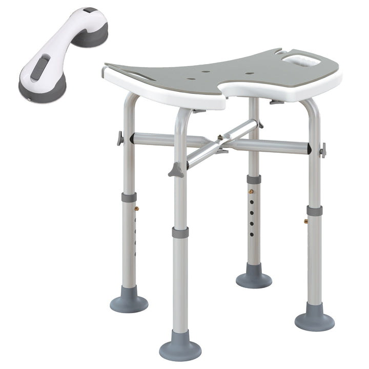 HOMCOM 39-51.5cm 'U' Seat Padded Shower Stool - Grey | Aosom UK