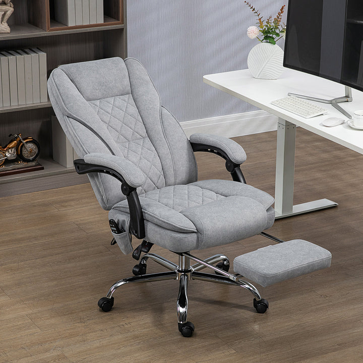 Massage Office Chair, Heated Reclining Computer Chair with Adjustable Height and Footrest, Grey