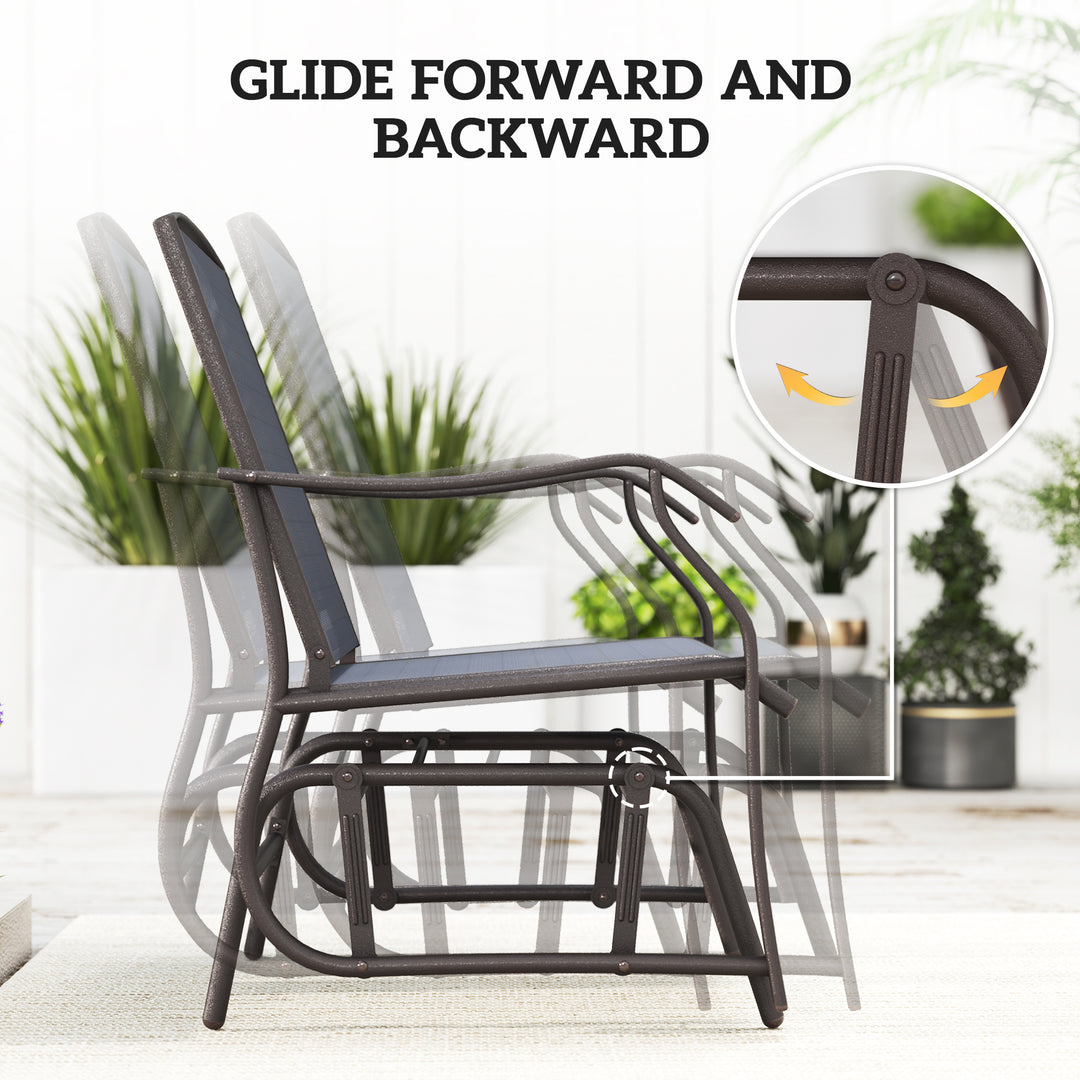 Glider Rocking Chair & Table Set 2 Single Seaters Rocker Garden Swing Chair Patio Furniture Bistro Set Grey
