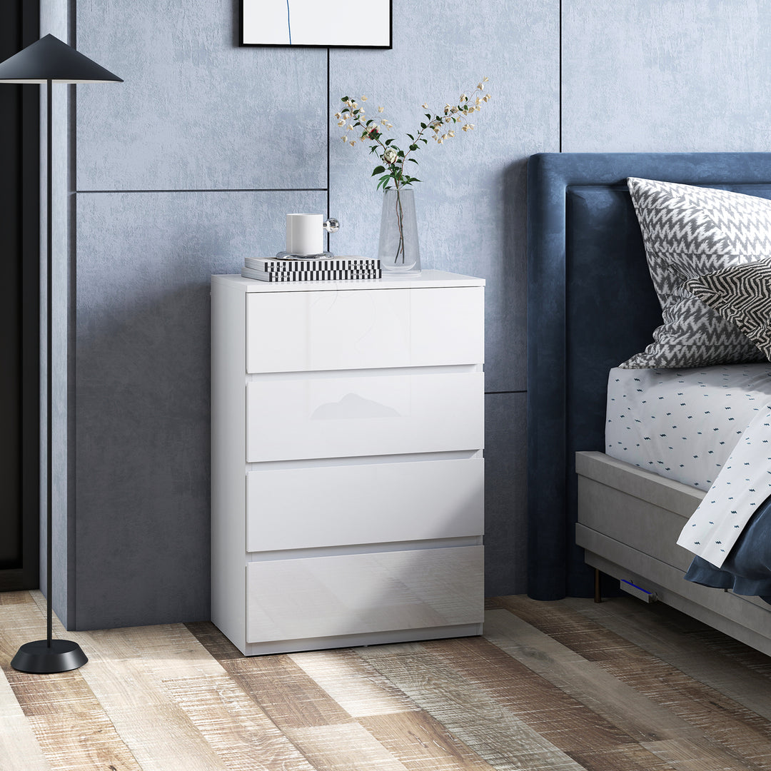 High Gloss Chest of Drawers, 4-Drawer Storage Cabinets, Modern Dresser