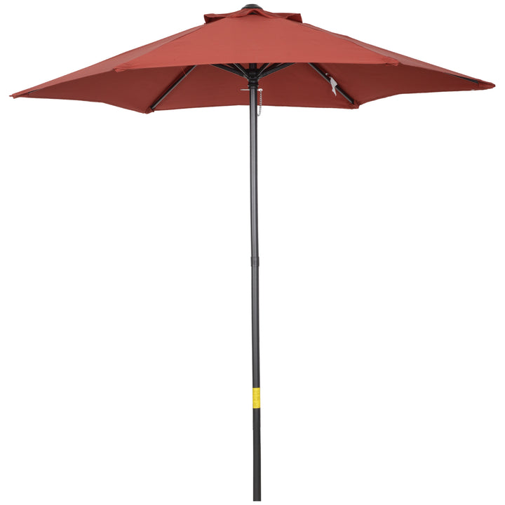 MCL 2m Garden Parasol Umbrella, Outdoor Sun Shade with 6 Sturdy Ribs for Balcony, Bench, Garden, Wine Red
