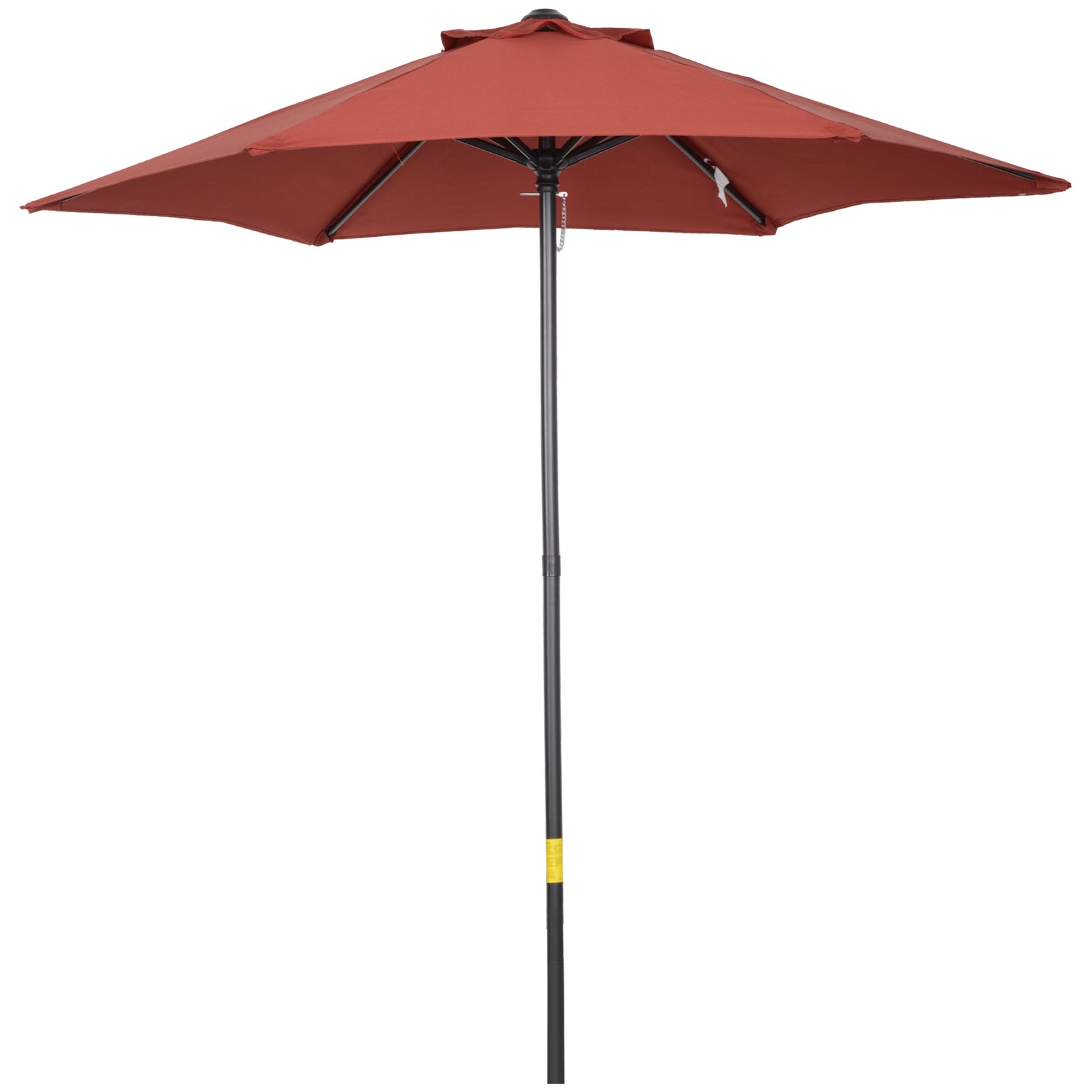 2m Garden Parasol Umbrella, Outdoor Sun Shade with 6 Sturdy Ribs for Balcony, Bench, Garden, Wine Red