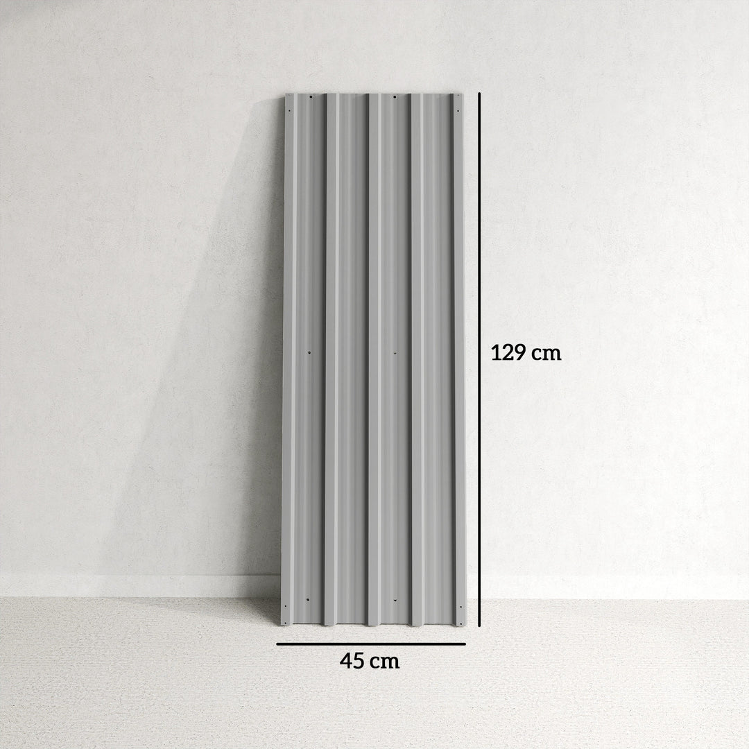 Set of 12 Corrugated Steel Roof Sheet Panels - Light Grey