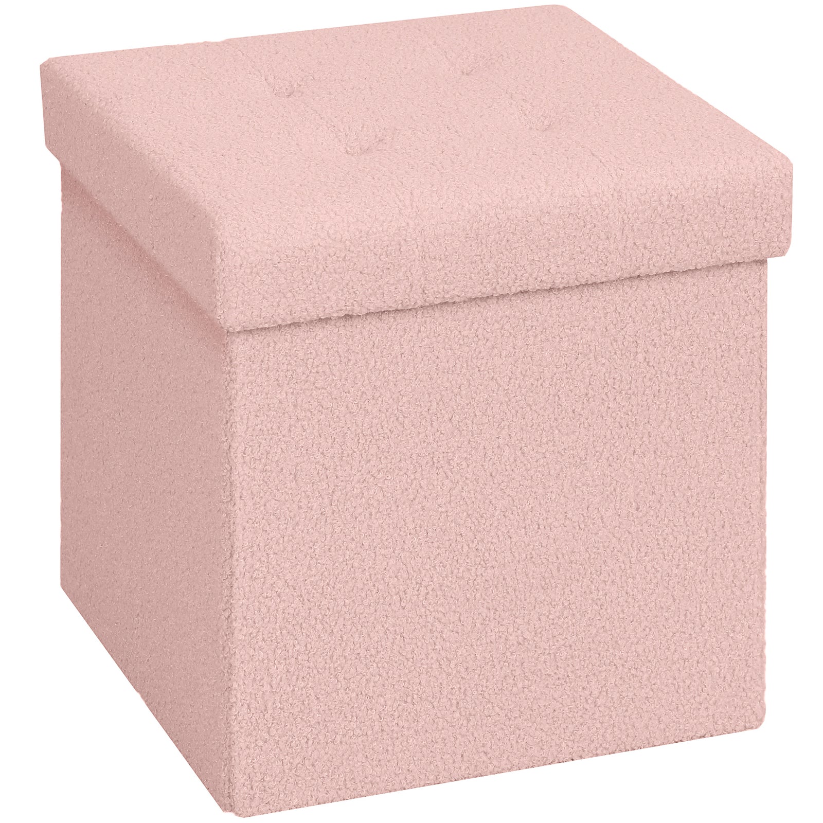 Foldable Sherpa Fleece Storage Ottoman - Pink