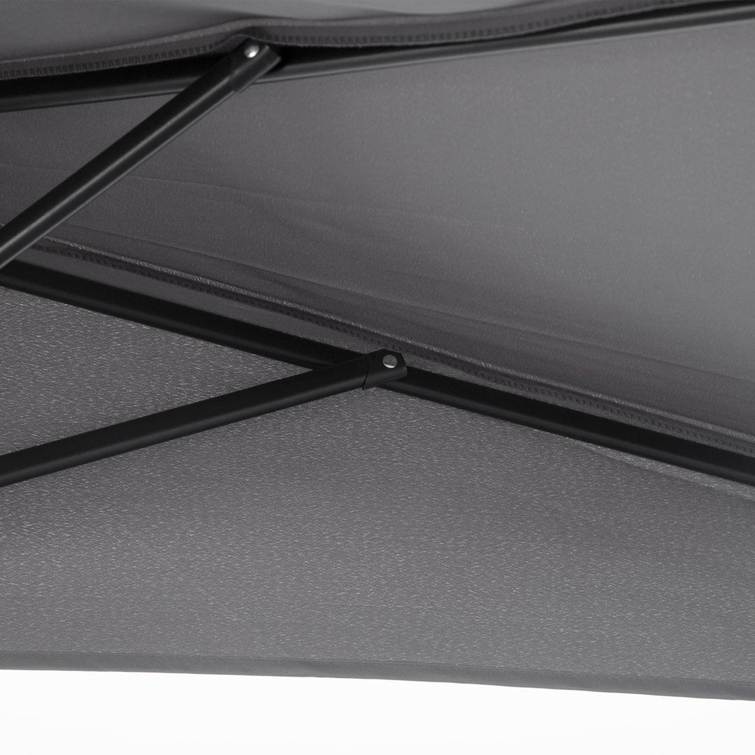 3(m) Half Parasol Semi Round Umbrella Patio Metal Frame Crank Handle for Balcony-- NO BASE INCLUDED, Grey