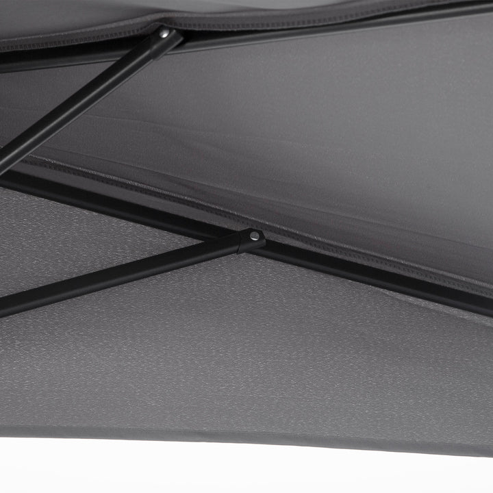 3(m) Half Parasol Semi Round Umbrella Patio Metal Frame Crank Handle for Balcony-- NO BASE INCLUDED, Grey