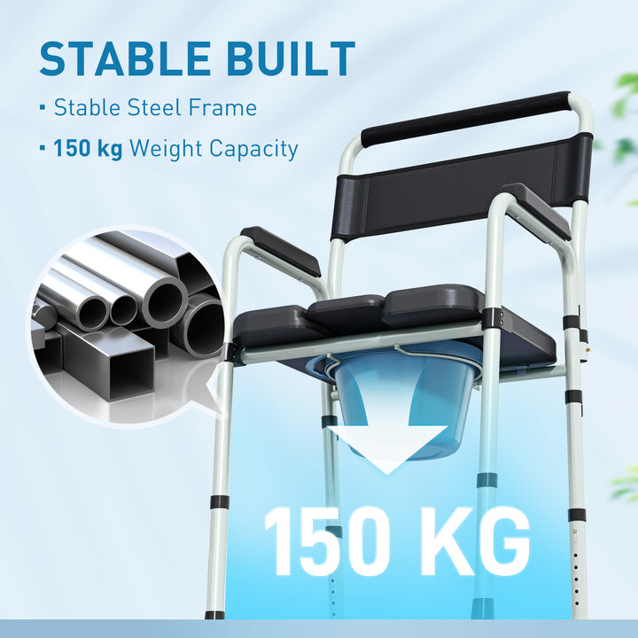 Commode Chair for Elderly with Arms and Back, Lightweight Non-Slip - view 5
