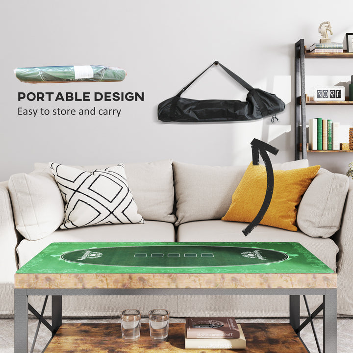 SPORTNOW Professional Poker Mat, Six-Player Water-resistant Poker Table with Felt Surface, Carry Bag, Green