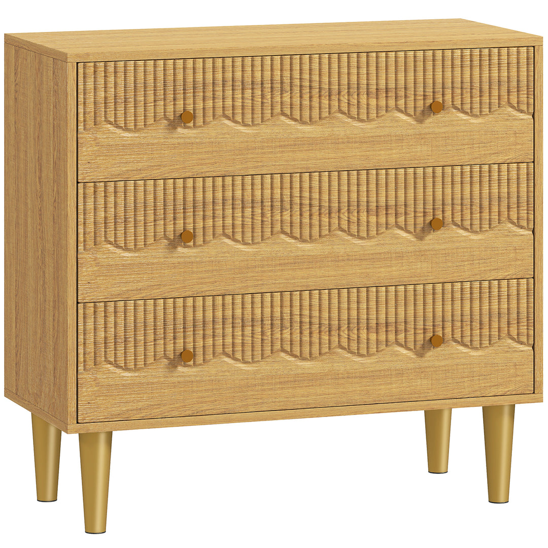 Dresser for Bedroom 3 Drawer Chest of Drawers with Steel Frame for Liv