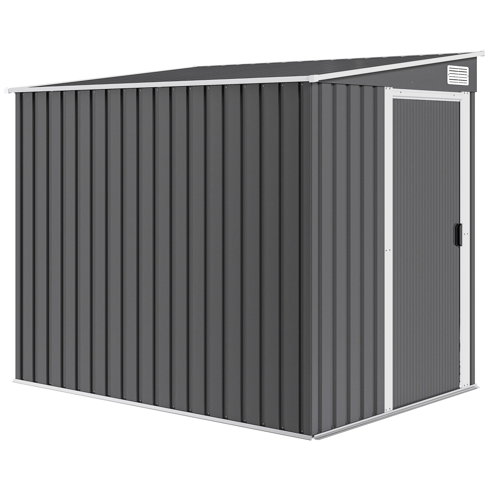 7 x 5ft Galvanised Metal Shed, with Sliding Door - Dark Grey