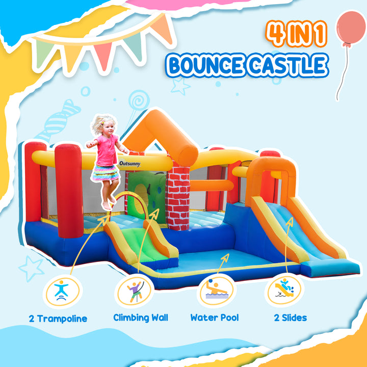 MCL 4 in 1 Kids Bouncy Castle Extra Large Double Slides & Trampoline Design Inflatable House Pool Climbing Wall with Blower Carrybag for Kids Age 3-8, 3.8 x 3.7 x 2.3m