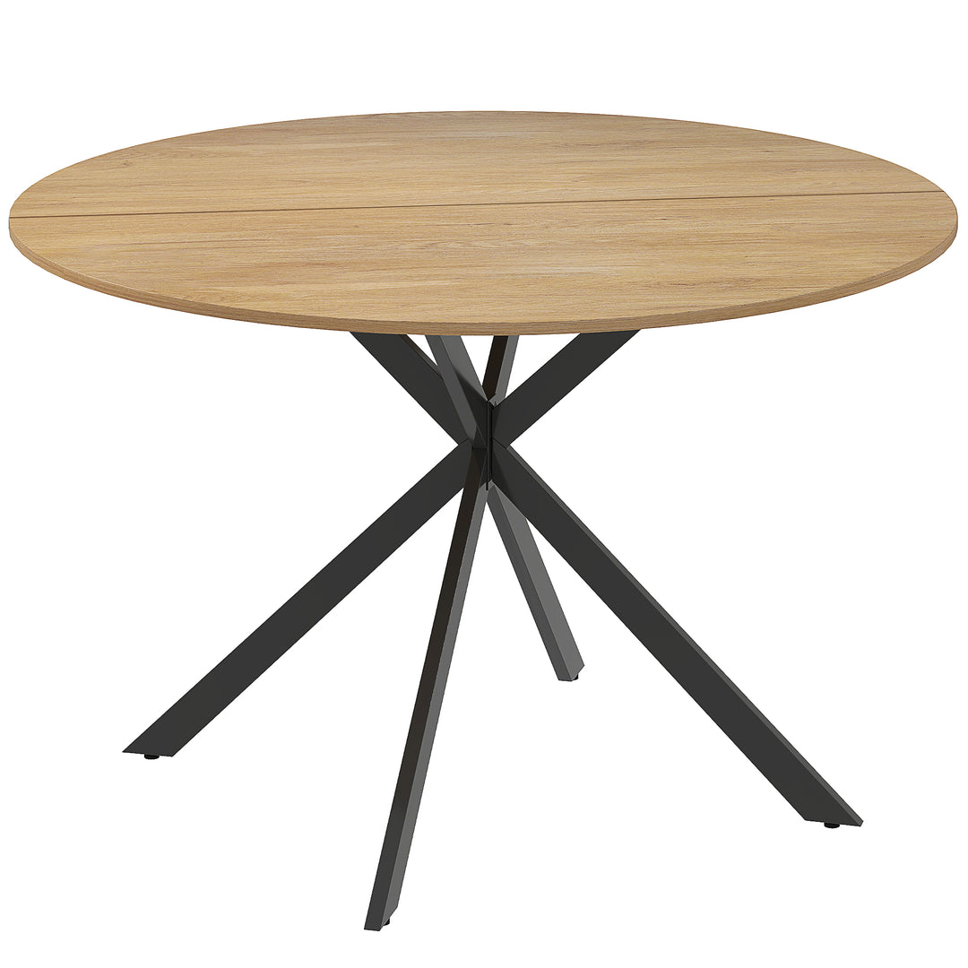 Dining Table for 4, 120 cm Industrial Kitchen Table with Wood Effect Tabletop and Steel Legs