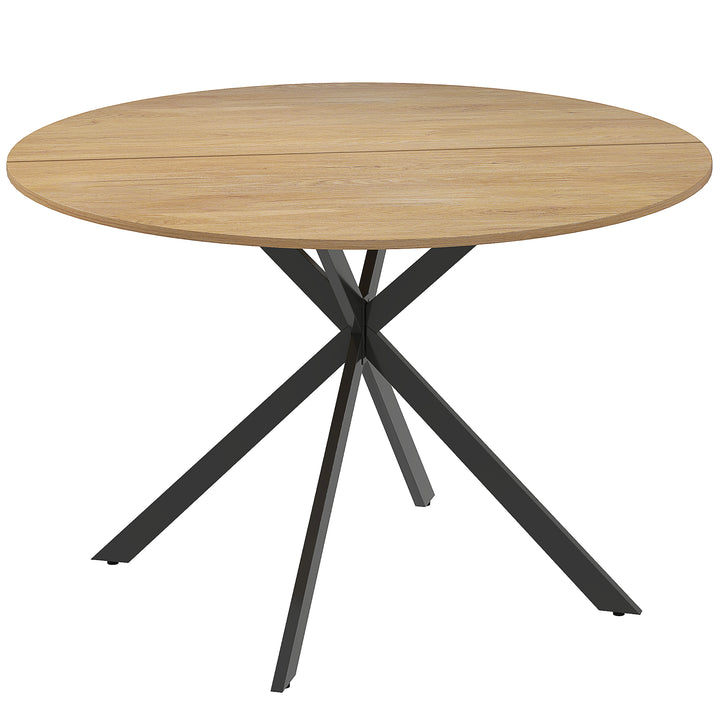Dining Table for 4, 120 cm Industrial Kitchen Table with Wood Effect Tabletop and Steel Legs