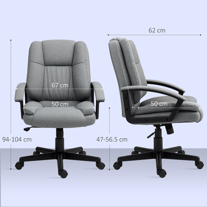 Linen-Look Padded Office Chair - Grey