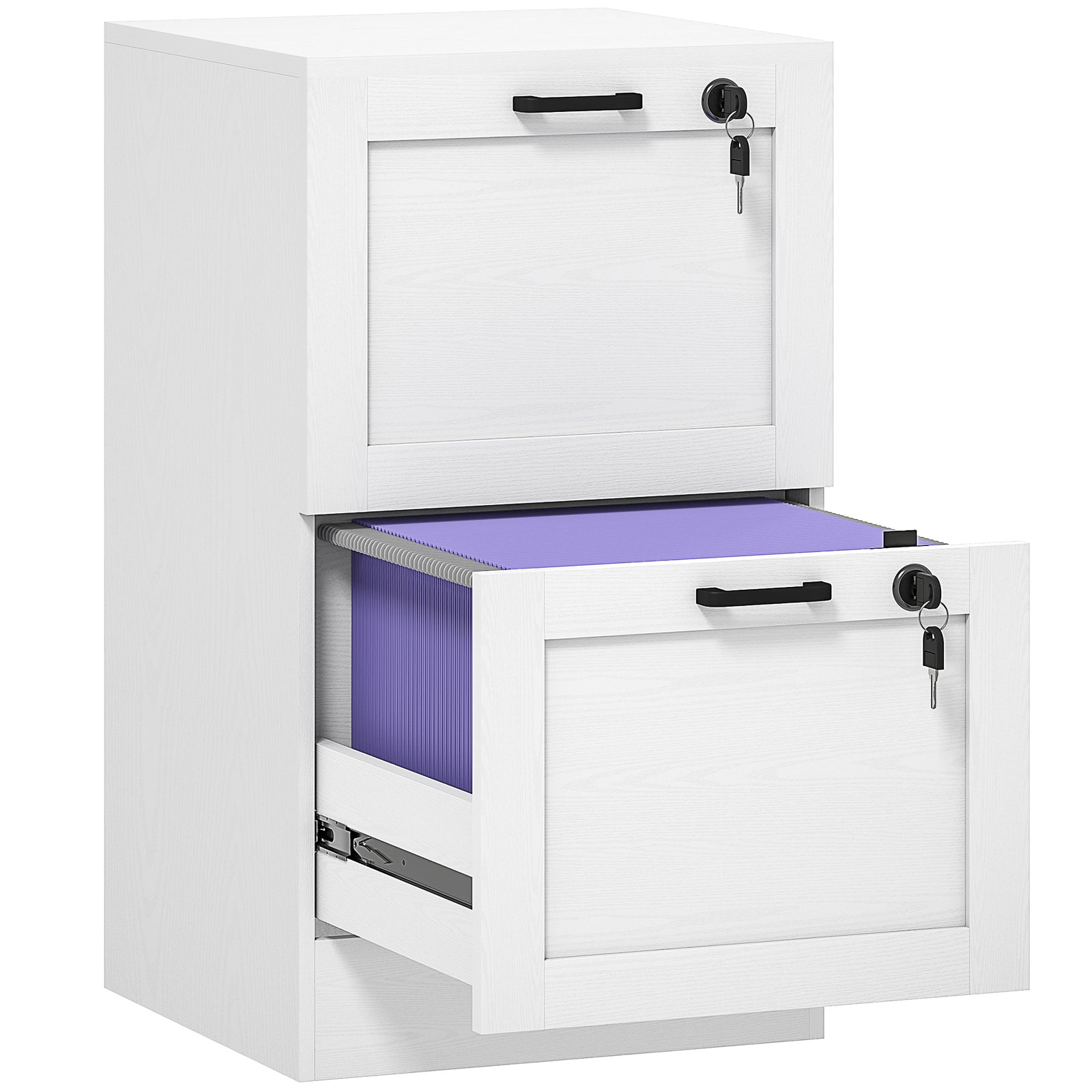 2-Drawer Filing Cabinet with Lock - White